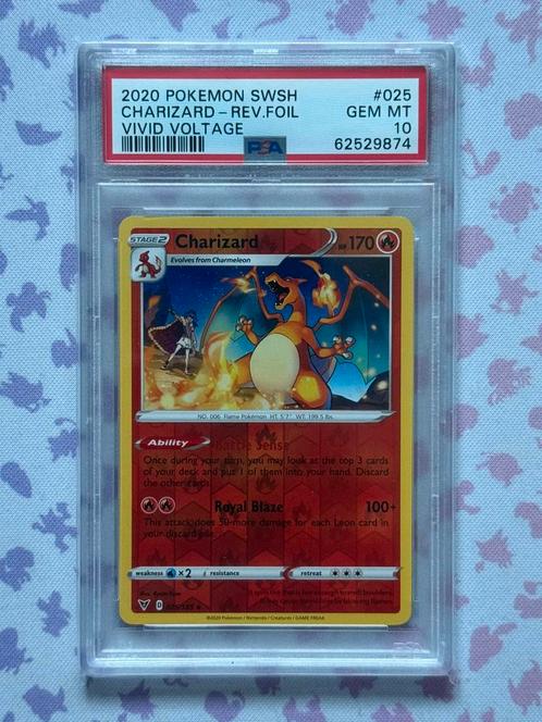 Pokémon Vivid Voltage 2020 Charizard Reverse Holo 025 PSA 10, Hobby en Vrije tijd, Verzamelkaartspellen | Pokémon, Nieuw, Losse kaart