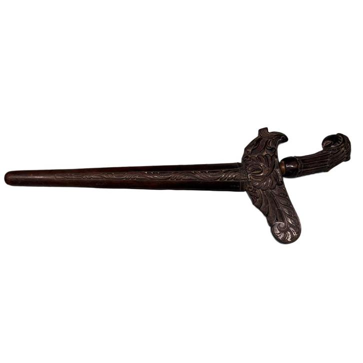 Indonesische Keris/Kris dolk met schede – gesneden hout, Antiek en Kunst, Antiek | Gereedschap en Instrumenten, Ophalen of Verzenden