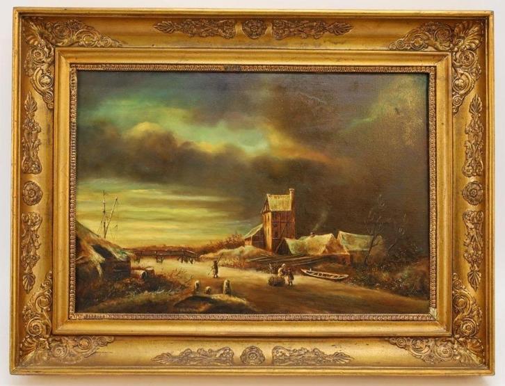 Antiek schilderij op doek - Gesigneerd, Antiek en Kunst, Kunst | Schilderijen | Klassiek, Ophalen