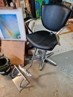 Zwarte design kappers stoel met chromen frame, Huis en Inrichting, Stoelen, Ophalen, Gebruikt, Zwart, Metaal