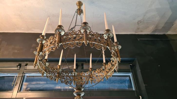 Oude kaarsen kroonluchter., Antiek en Kunst, Antiek | Woonaccessoires, Ophalen of Verzenden