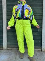 Vintage retro skipak - neon geel met print maat M, Maat 38/40 (M), Ophalen of Verzenden, Vintage, Gedragen