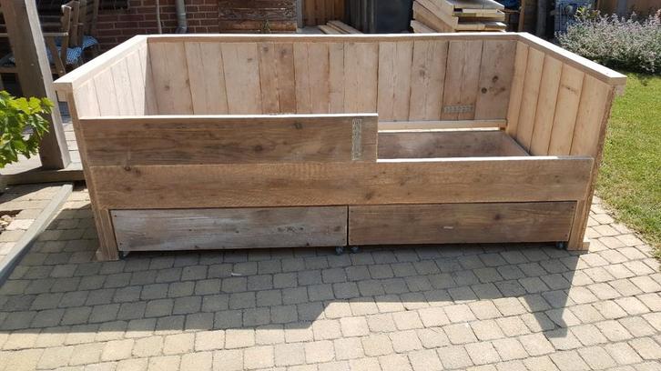 Kajuit bed steigerhout, Kinderen en Baby's, Kinderkamer | Bedden, Zo goed als nieuw, 180 cm of meer, 85 tot 100 cm, Matras, Ophalen of Verzenden