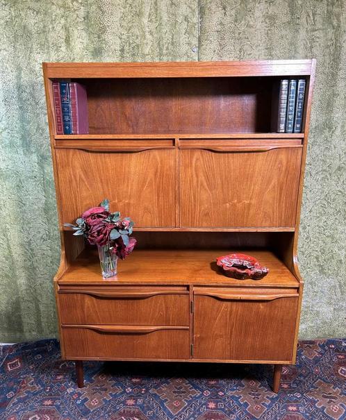 Gratis bezorging! Mid century retro vintage teak kast 1960, Huis en Inrichting, Kasten | Dressoirs, Gebruikt, 150 tot 200 cm, 25 tot 50 cm