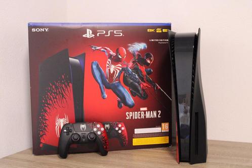 PlayStation 5 SpiderMan Editie Disc 1TB 8K + 8 Spellen, Spelcomputers en Games, Spelcomputers | Sony PlayStation 5, Zo goed als nieuw