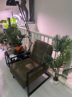 Olijfgroene Fauteuil met Metalen Frame, Huis en Inrichting, Fauteuils, Ophalen, Minder dan 75 cm, Zo goed als nieuw, Metaal