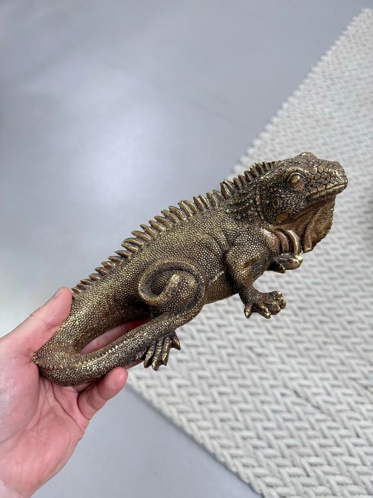 Gouden Leguaan Beeld - 25 cm, Verzamelen, Beelden en Beeldjes, Ophalen of Verzenden, Nieuw, Dier