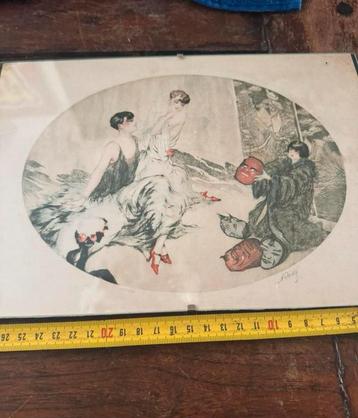 Bijzondere gesigneerde tekening / schilderij louis icart? beschikbaar voor biedingen