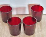 Vintage  Arcoroc Sierra robijn rood glazen set van 4, Verzamelen, Glas en Borrelglaasjes, Frisdrankglas, Ophalen of Verzenden