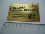 sticker oud VW Volkswagen audi dealer j Langweerden Vag auto, Verzenden, Zo goed als nieuw, Bedrijf of Vereniging