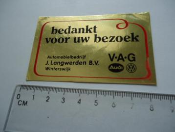 sticker oud VW Volkswagen audi dealer j Langweerden Vag auto beschikbaar voor biedingen