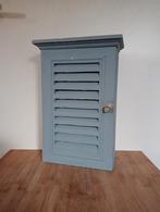 Mooi brocante blauw grijs sleutelkastje hout, Antiek en Kunst, Ophalen of Verzenden