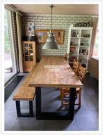 Industrieel Eettafel Bureau Vergadertafel Eetkamertafel, Verzenden, Vijf personen of meer, Industrieel landelijk robuust staal hout