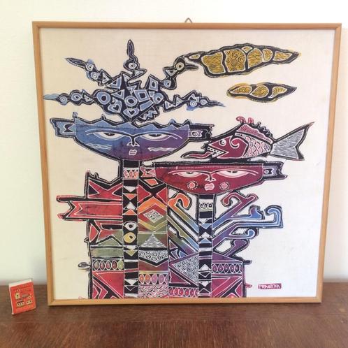 Pragitha batik afbeelding op ingelijst doek Indonesisch, Antiek en Kunst, Kunst | Niet-Westerse kunst, Ophalen of Verzenden