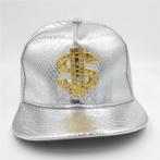 Zilveren dollar pet heren dames hiphop bling cap snapback, Kleding | Heren, Hoeden en Petten, Verzenden, Nieuw, Pet