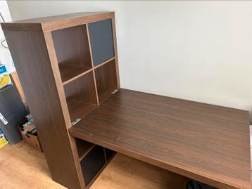 IKEA kallax bureau combinatie / bruin / 8 vakken