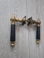 Antieke set deurbeslag - Messing Gepatineerd, Ophalen of Verzenden, Gebruikt, Koper of Messing, Klink of Kruk