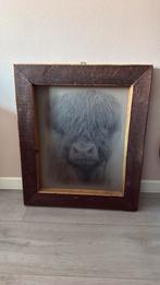 Schilderij met schotse hooglander, Huis en Inrichting, Ophalen of Verzenden, Zo goed als nieuw, Hout, 50 tot 75 cm