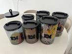 Riviera maison 7 voorraadpotten zwart met glas, Ophalen, Zo goed als nieuw, Glas, Pot, Bus of Blik