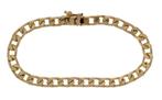 Massieve gouden unisex Vintage schakel armband 18,5cm, Sieraden, Tassen en Uiterlijk, Armbanden, Goud, Goud, Met edelsteen, Ophalen of Verzenden