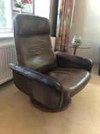 Vintage draaifauteuil van De Sede in dik, bruin buffelleer, Huis en Inrichting, Fauteuils, Ophalen, Gebruikt, 75 tot 100 cm, De Sede Exclusiv