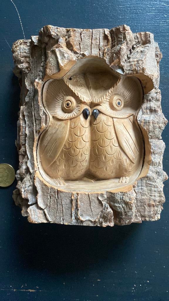 Houtsnijwerk 2 uilen in goede staat, Ophalen of Verzenden