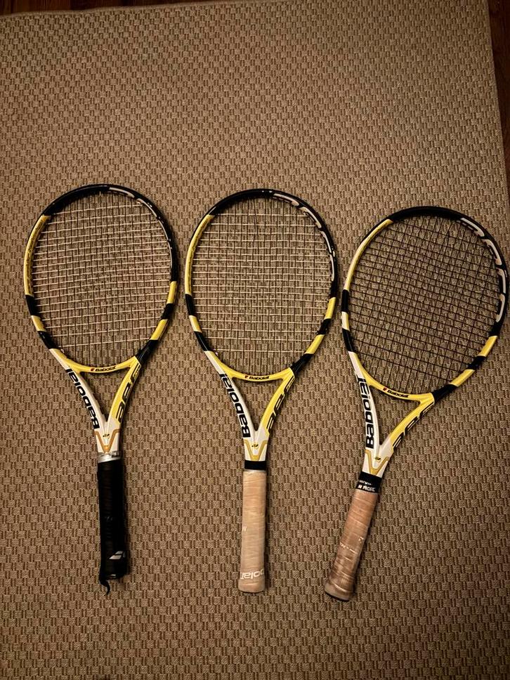 Babolat Aero Pro Drive Tennis Rackets (3x), Sport en Fitness, Tennis, Gebruikt, Racket, Babolat, L2, Ophalen of Verzenden