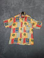 Vintage overhemd XL abstract patroon Blouse 90s, Blauw, ., Vintage, Ophalen of Verzenden