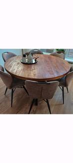 Mango houten ronde eettafel, Ophalen, Rond, Zo goed als nieuw, Vijf personen of meer
