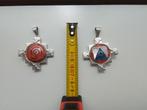 Zilveren Chakana hanger pendel dubbelzijdig edelstenen inleg, Nieuw, Ophalen of Verzenden, Zilver, Zilver
