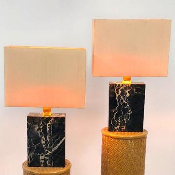 Mid Century marmeren lampen jaren 60 zware kwaliteit Italië beschikbaar voor biedingen