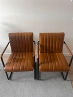 Industriële lederen stoelen - set van 2, Huis en Inrichting, Stoelen, Ophalen, Gebruikt, Twee, Bruin