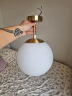 Plafondlamp melkglas bol goud bollamp vintage, Zo goed als nieuw, Ophalen