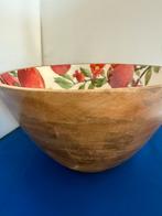 Mango houten schaal / slakom met granaatappel print, Huis en Inrichting, Woonaccessoires | Schalen en Manden, Ophalen of Verzenden