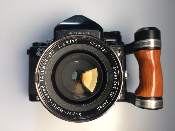 Pentax 67 + Metered Prism Finder + Takumar 75mm F/4 lens, Audio, Tv en Foto, Fotocamera's Analoog, Zo goed als nieuw, Spiegelreflex