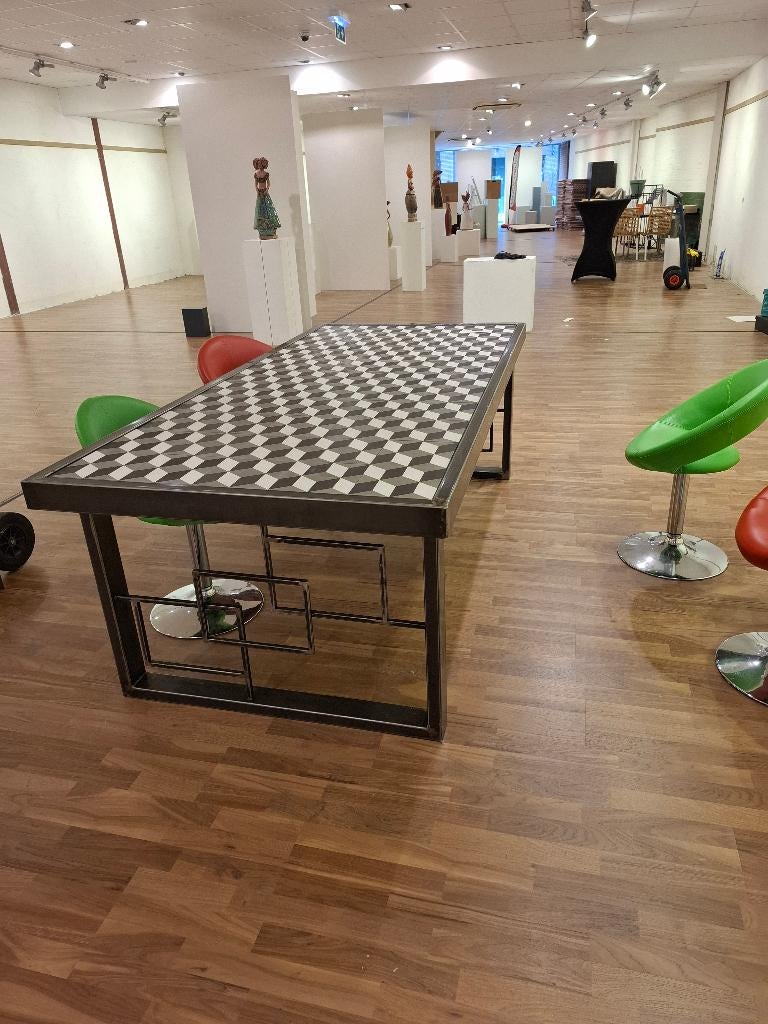 Industriële Tafel 230 x 109 cm, Ophalen, 100 tot 150 cm, 200 cm of meer, Zo goed als nieuw