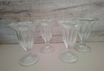 Vintage glazen tulp glas ijs sorbet 4-delig, Verzamelen, Glas en Borrelglaasjes, Ophalen, Zo goed als nieuw, Overige typen