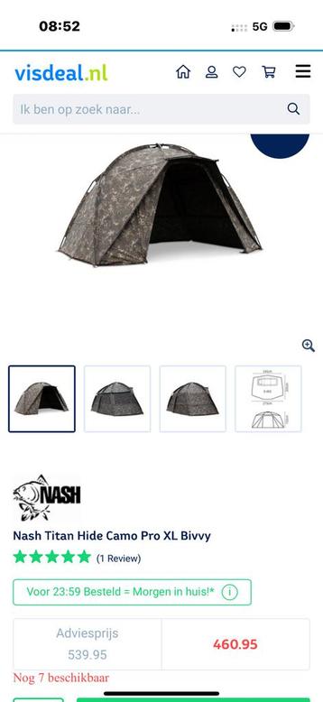 Nash Titan hide Camo Pro XL, Mozzy + HD grounsheet. beschikbaar voor biedingen
