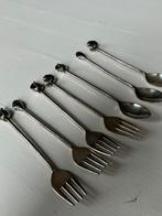 Lepeltjes en vorkjes Shell schelpen verzilverd vintage, Ophalen of Verzenden, Gebruikt, Zilver