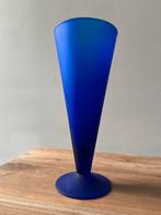 Vintage 80s Memphis Milano Vaas - Blauw Glas, Ophalen of Verzenden