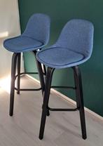 Barkrukken blauw, Huis en Inrichting, Barkrukken, 2 krukken, Ophalen of Verzenden, Zo goed als nieuw, 60 tot 90 cm