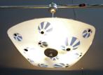 60 jaren hang lamp met zwarte stip gestreepte blauwe bollen, Huis en Inrichting, Lampen | Hanglampen, Gebruikt, Vintage, 50 tot 75 cm