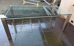 Glazen eetafel met rvs poten, Huis en Inrichting, Tafels | Eettafels, 150 tot 200 cm, Rechthoekig, 50 tot 100 cm, Ophalen of Verzenden