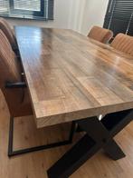 Industriële Eettafel - Eikenhout & Metaal, Huis en Inrichting, Tafels | Eettafels, Ophalen, 100 tot 150 cm, Eikenhout, Zo goed als nieuw