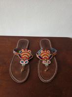 Masai hut sandalen slippers leder kraaltjes, Slippers, Overige kleuren, Ophalen of Verzenden, Zo goed als nieuw