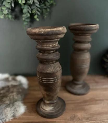 Houten Kandelaar  25 cm - Sfeervolle Verlichting, Huis en Inrichting, Woonaccessoires | Kandelaars en Kaarsen, Nieuw, Kandelaar