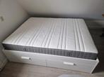 2 persoons Brimnes bed 160x200 met HÖVÅG pocketvering matras, Ophalen, Wit, Tweepersoons, Zo goed als nieuw