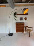 Vintage XL booglamp ‘70, Vintage retro buisframe design rotan webbing papercord deens, Glas, Ophalen of Verzenden, Zo goed als nieuw