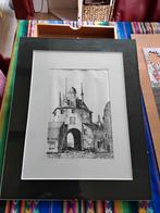 Gesigneerde tekening Vischpoort Harderwijk, ingelijst, Ophalen of Verzenden