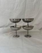 Vintage Franse RVS ijscoupes Jean Couzon Flora | tulpvorm, Ophalen, Zo goed als nieuw, Bord(en), Wedgwood